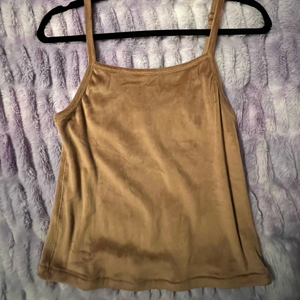 Skims soft velour camel colored tank top